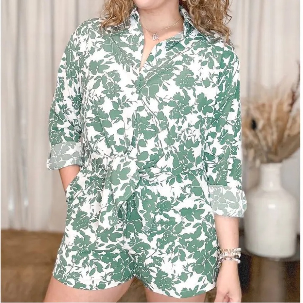 Hyfve Green and White Floral 2 Piece Set